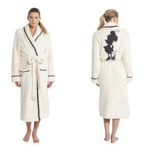 Barefoot Dreams Ivory Robe with Charcoal Details